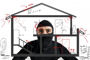 Thief apartment studying security system of a new house